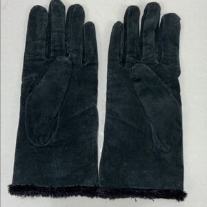 Black Faux Fur leather suede gloves